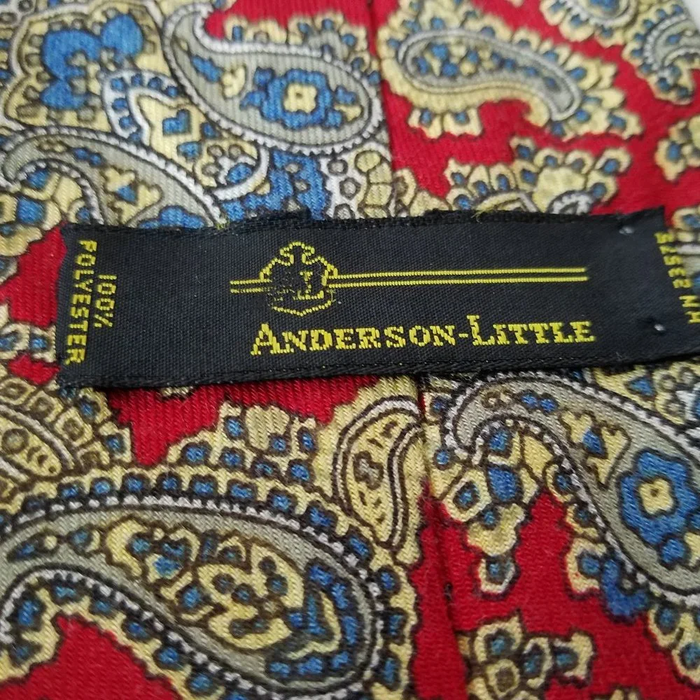 Anderson-Little Paisley Mens Tie Red Blue Vintage